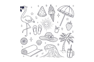 Hand Drawn Summer Beach Doodles PNG, an Illustration by CraftArtStudio