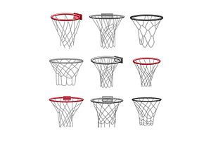 basketball hoop set cartoon vector, an Illustration by pikepicture