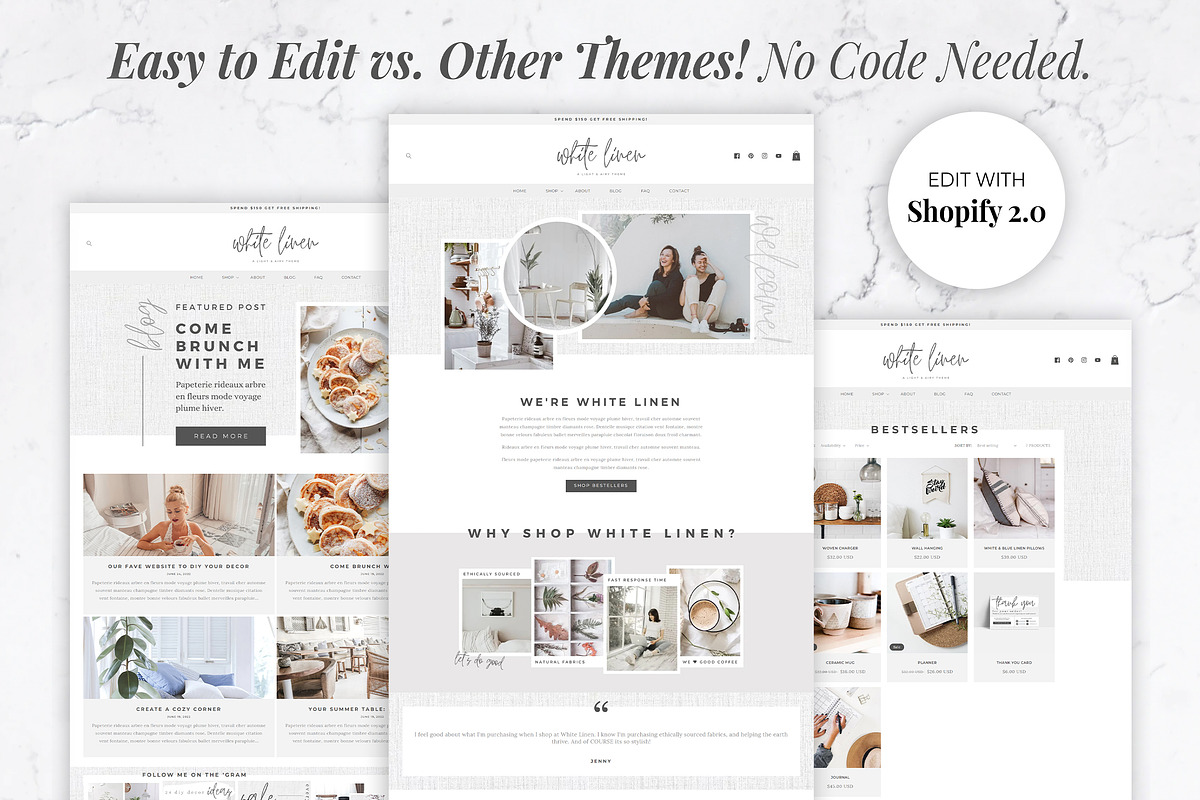 Shopify Theme | White Linen, a Shopify Template by Thirty One Palms Studio (Photo 2 of 8)