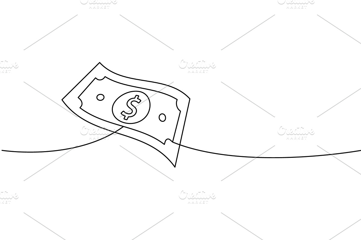Paper currency one line continuous, an Object Illustration by GraphiShop