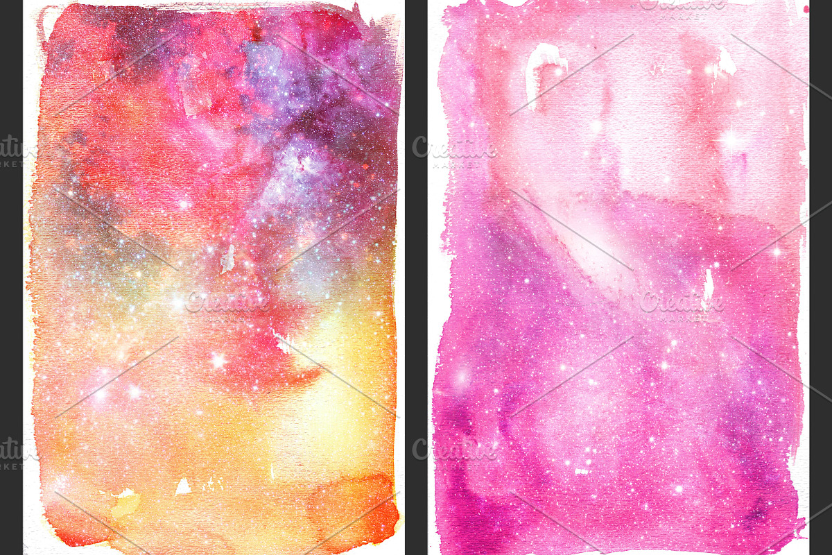 Galaxy Watercolor Ombre Backgrounds, a Texture Graphic by M. by mprintly (Photo 5 of 6)