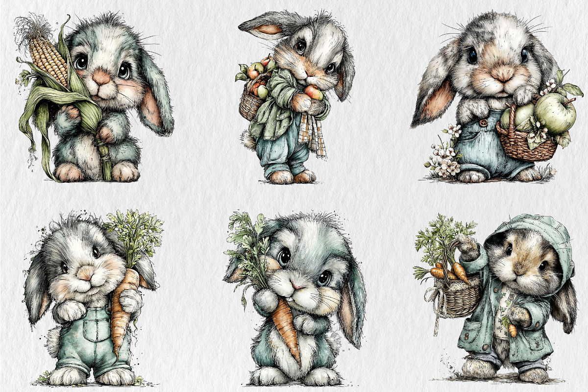 Farm Bunny Clipart, an Animal Illustration by Rose Art (Photo 4 of 6)