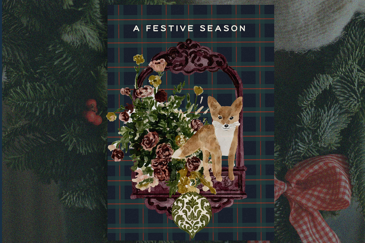 Classic Christmas Watercolor & Cards, an Object Graphic by Laras Wonderland (Photo 9 of 12)