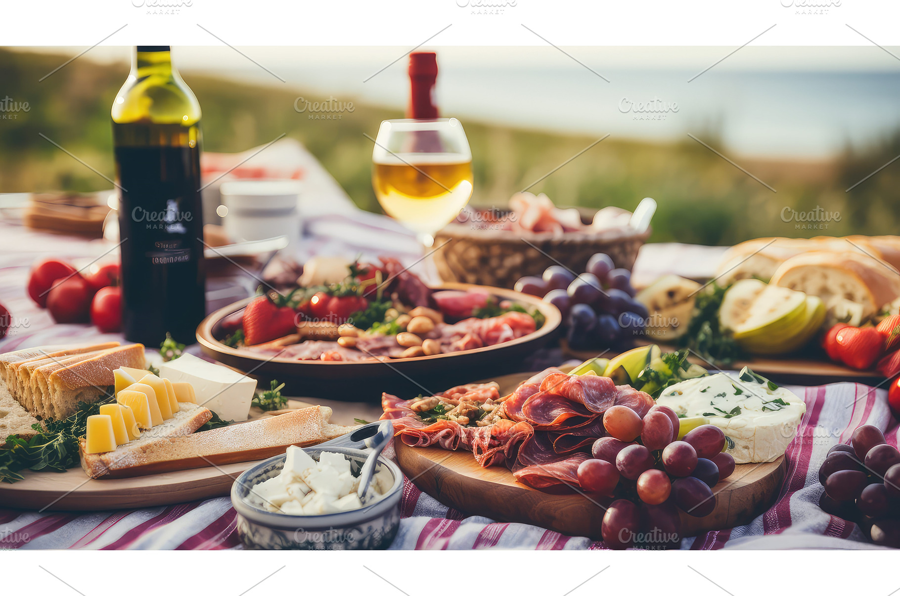 bread dinner picnic food ai, a Background Photo by pikepicture