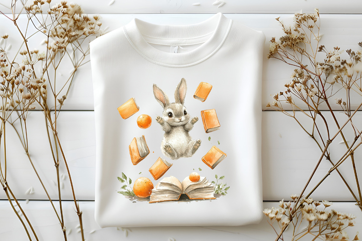 Bunny with Book Clipart PNG Bundle, an Illustration by Libby Wishes (Photo 4 of 5)