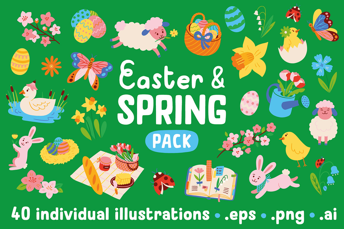 Easter & Spring Pack - Vector, a Seasonal Illustration by Carole Chevalier (Photo 1 of 11)
