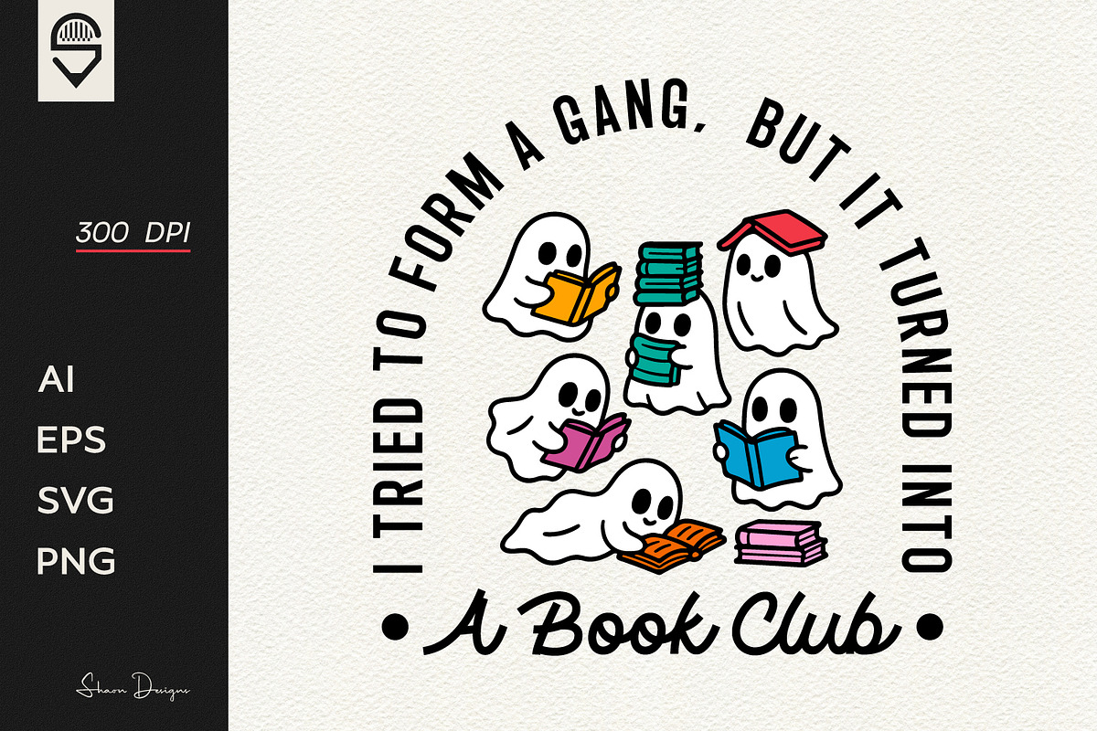 Ghost group reading books together, a Graphic by shaondesigns (Photo 1 of 4)