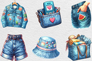 1990 Denim Summer Clipart, an Illustration by Black Bird Studio (Thumbnail 2 of 6)