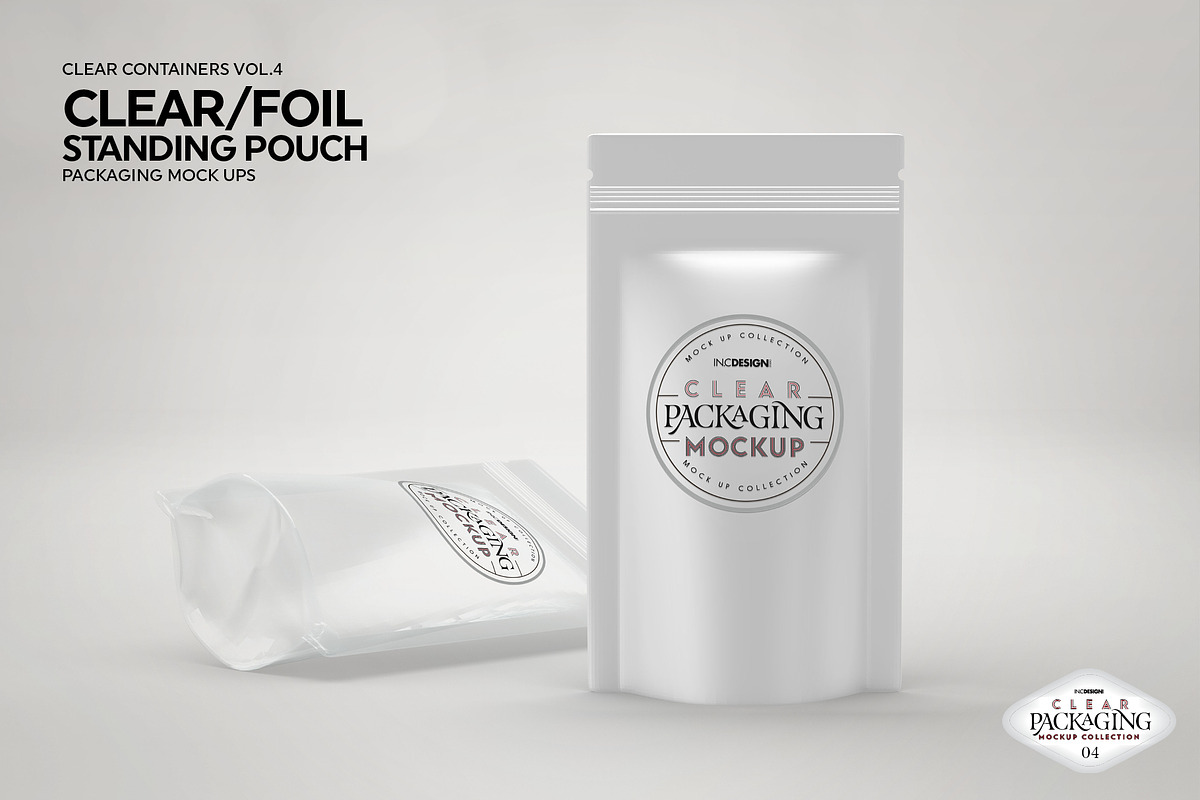 Clear /Foil Stand Up Pouch Mockup, a Cups & Container Mockup by INCDesign (Photo 6 of 8)