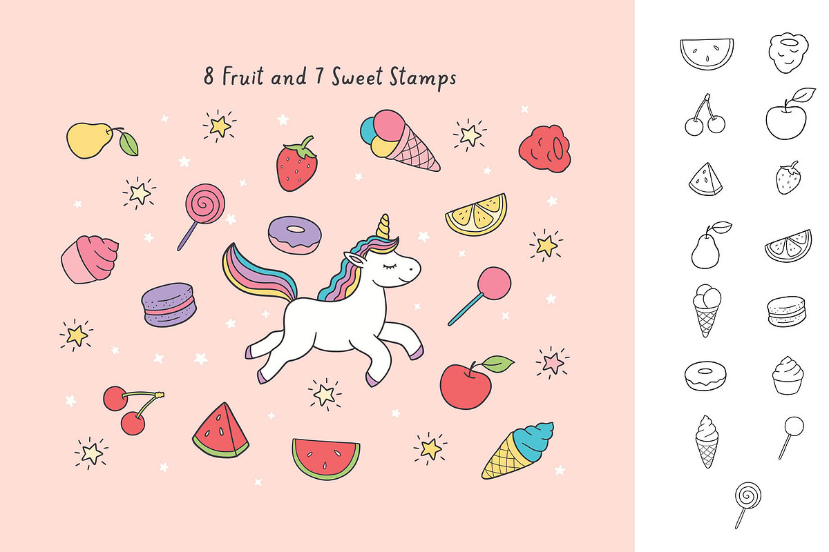 Cute Unicorn Procreate Set, a Brush Add-On by Pencil Twist (Photo 4 of 10)