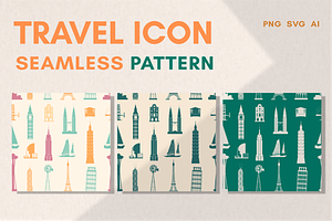 Retro Travel Icon Pattern