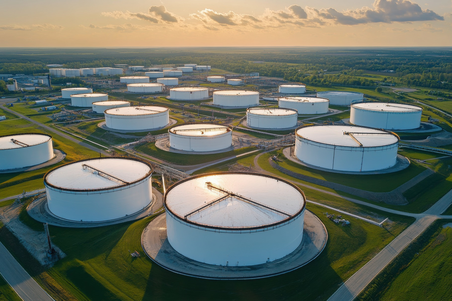 Vast network of oil storage tanks, a Photo by Pavel_design