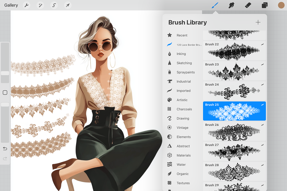 Procreate Lace Border Brushes, a Brush Add-On by HopeArtIllustration (Photo 3 of 5)