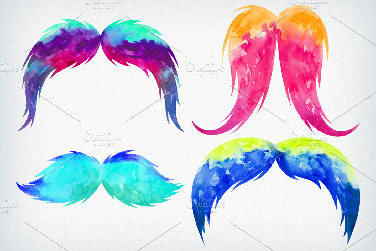 Watercolor Mustache Clip Art, a Decorative Illustration by Mgd.Design (Photo 3 of 3)