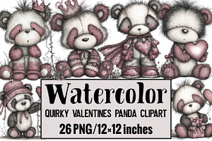 Quirky Valentines Panda Clipart, an Illustration by Design Market