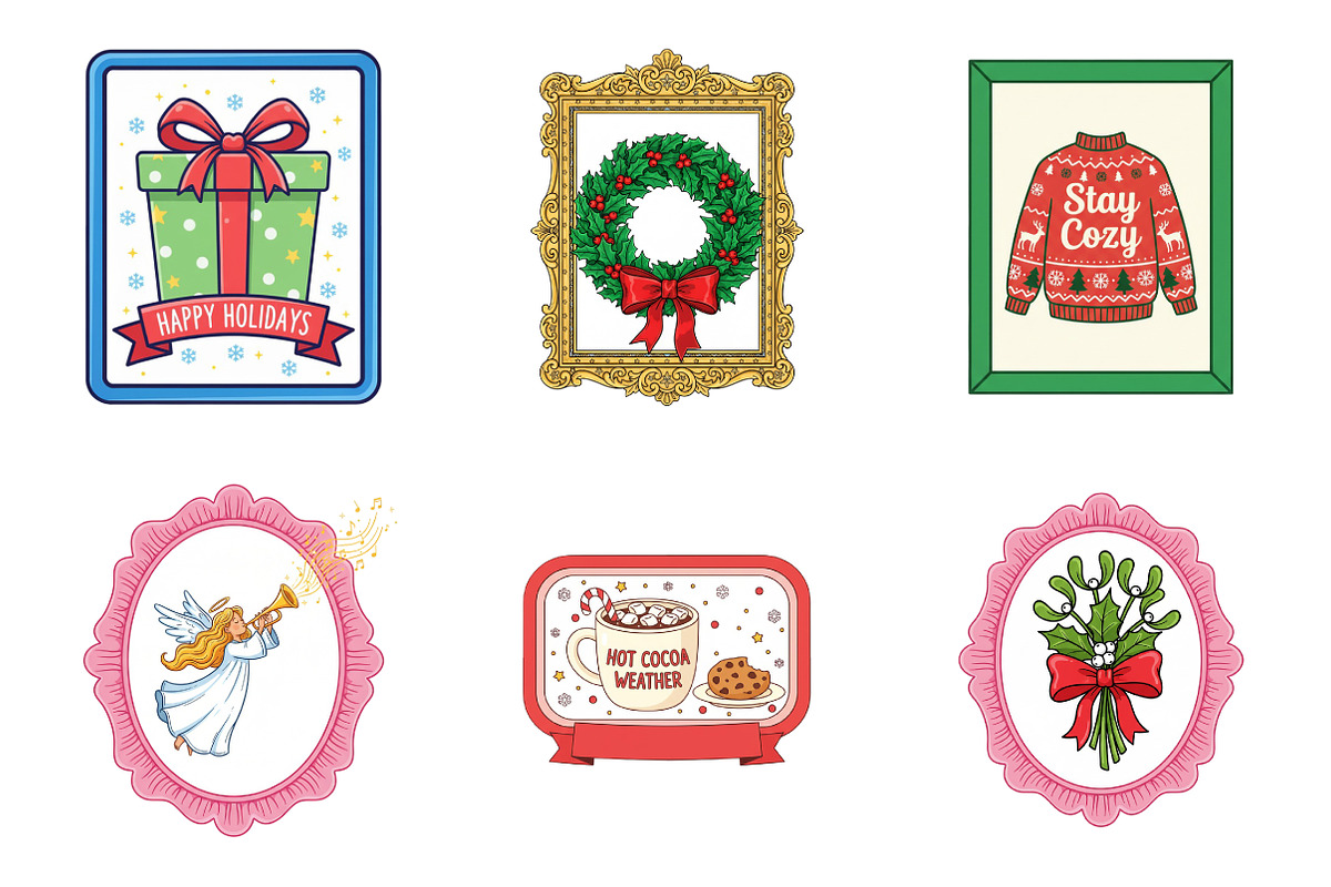 Christmas Vintage Frame Bundle, an Illustration by SinaCreation (Photo 3 of 7)