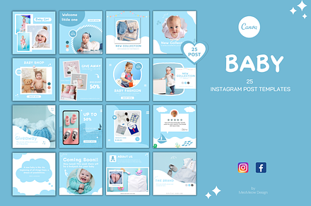 Baby Instagram Feed Canva Templates, a Social Media Template by Meoww_Design