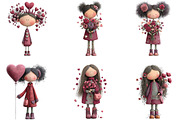 Quirky Valentine Day Girl Clipart, an Illustration by CraftArtStudio (Thumbnail 5 of 6)