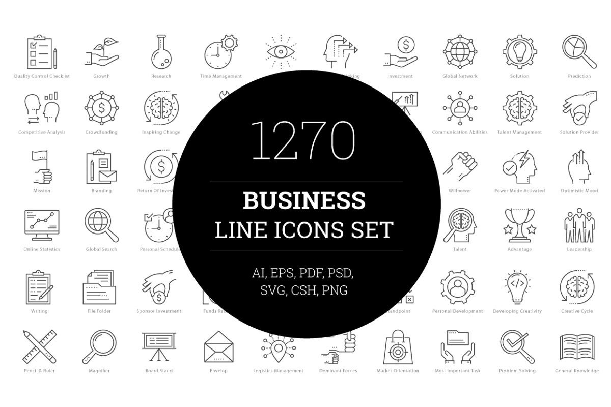 1270 Business Line Icons, an Outline Icon by Creative Stall (Photo 1 of 22)