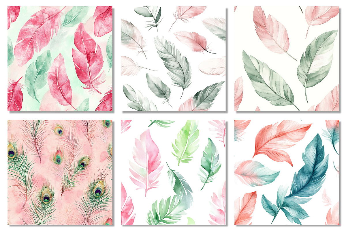 Pink & Green Feather Seamless Patter, a Texture Graphic by Dream Creation (Photo 2 of 7)
