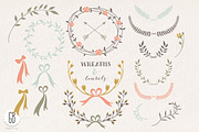 Wreaths laurels ribbons folk flowers, a Decorative Illustration by GrafikBoutique (Thumbnail 1 of 2)