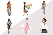 Watercolor Fashion Girl Clipart, an Illustration by Design Market (Thumbnail 3 of 3)