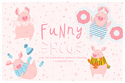 Funny pig - calendar 2019, a Seasonal Illustration by Artnis (Thumbnail 1 of 12)