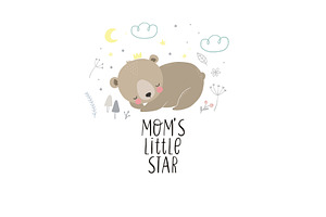 Sleeping Animals Nursery Birth Print