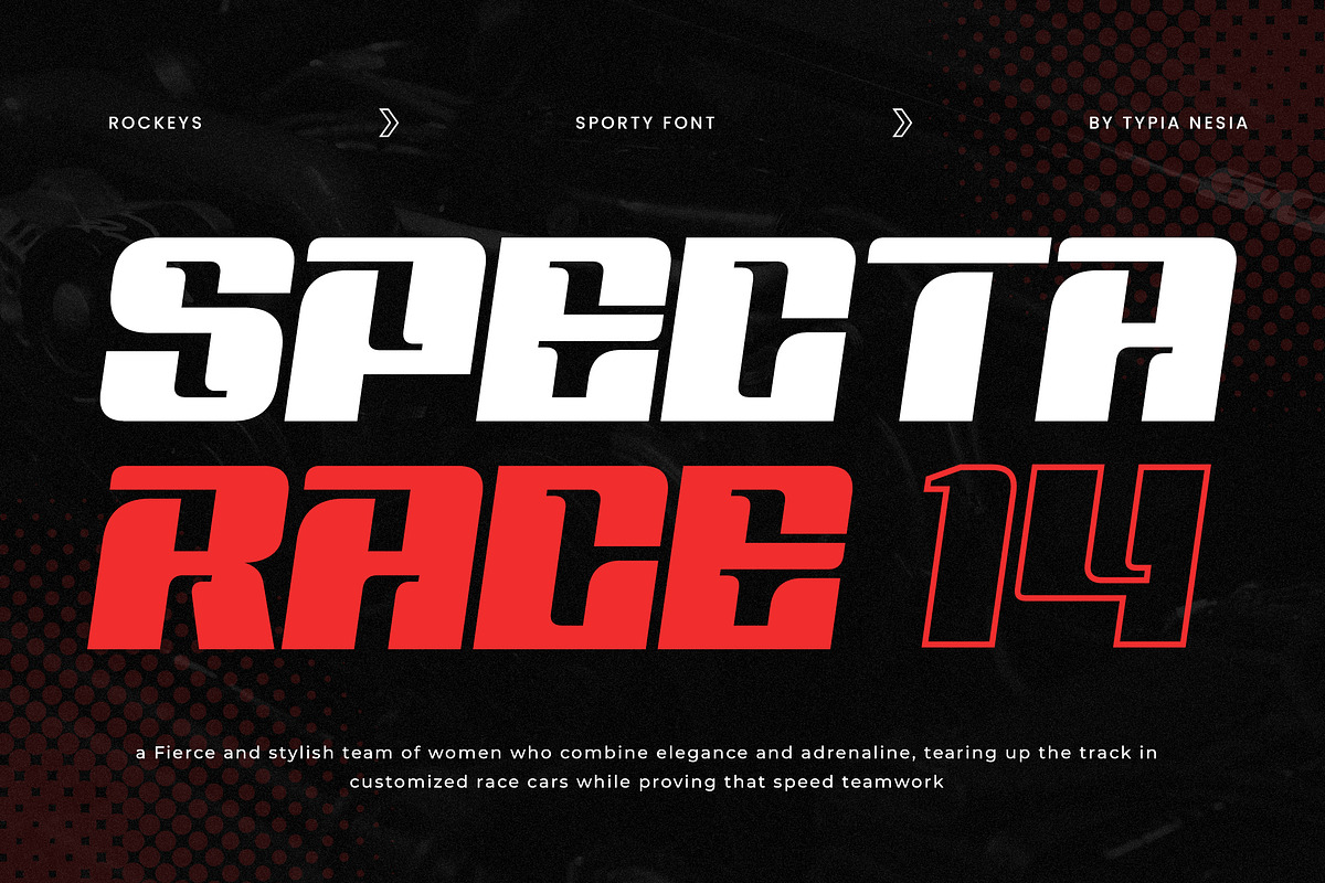 Rockeys - Racing Game Font, a Sans Serif Font by Typia Nesia (Photo 2 of 10)