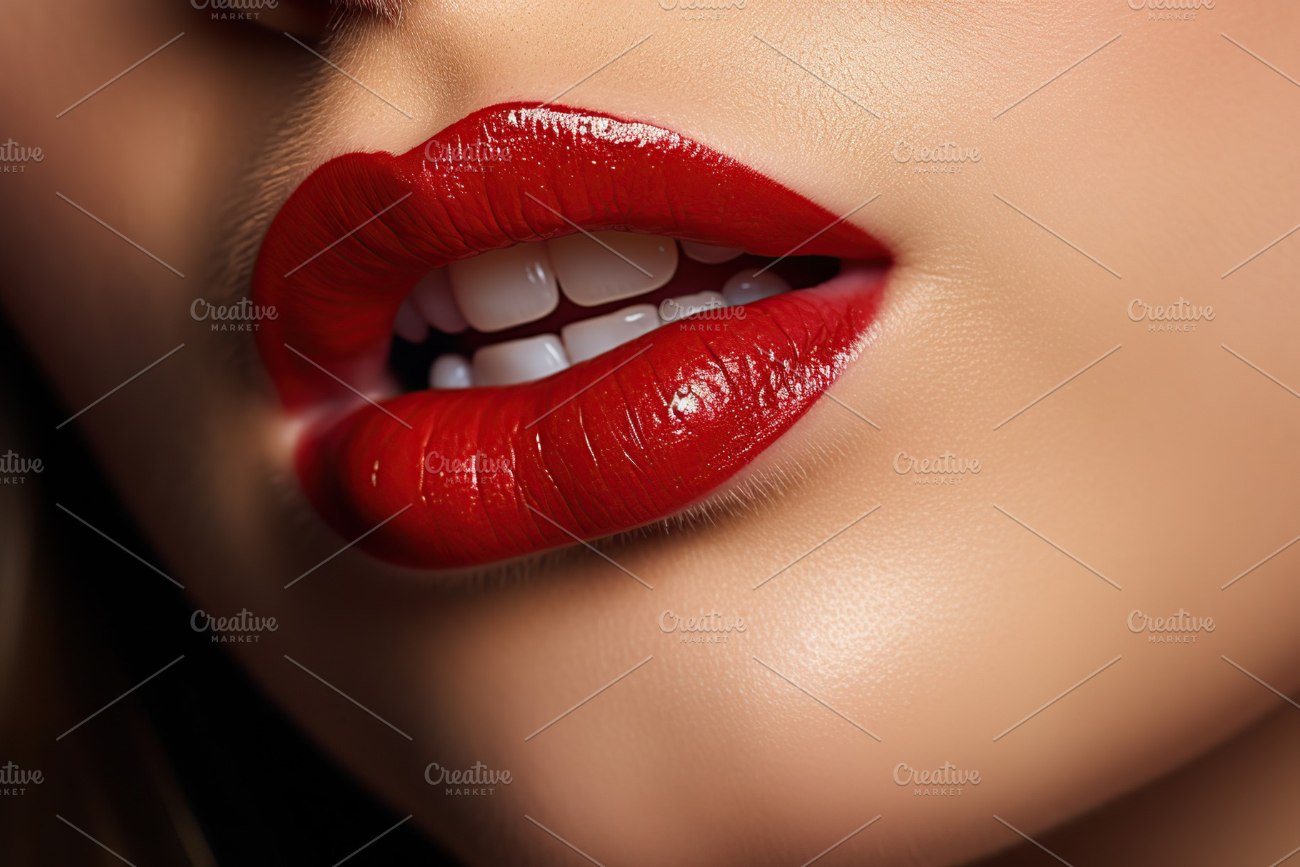 Young woman applying red lipstick on lips, closeup, a Beauty & Fashion Photo by AlyaAnd
