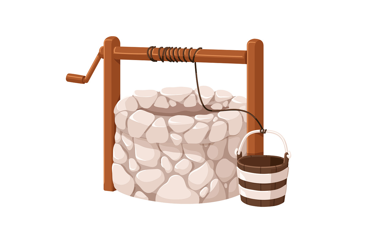 Old water wells with buckets set, an Object Illustration by Good Studio (Photo 3 of 6)