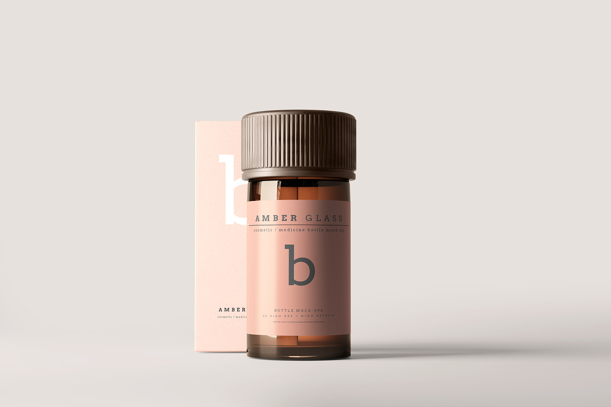 Amber Glass Bottle Mockup, a Cups & Container Mockup by pmvch (Photo 3 of 20)