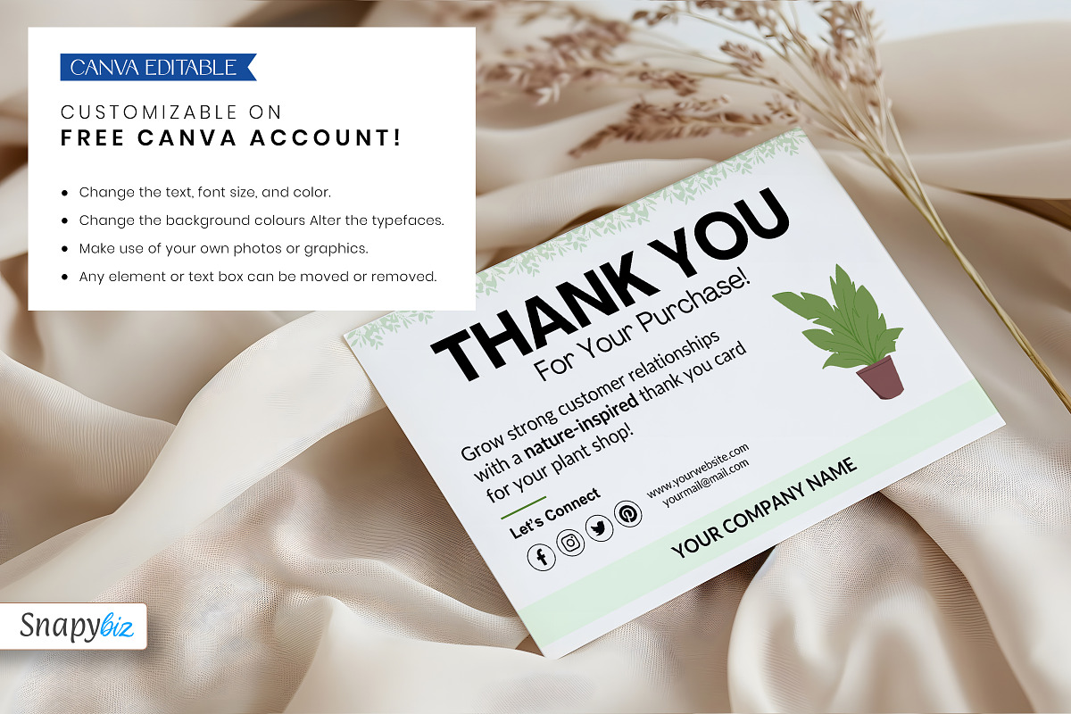 Plant Business Thank You Card FB-121, a Card Template by Snapybiz (Photo 5 of 6)