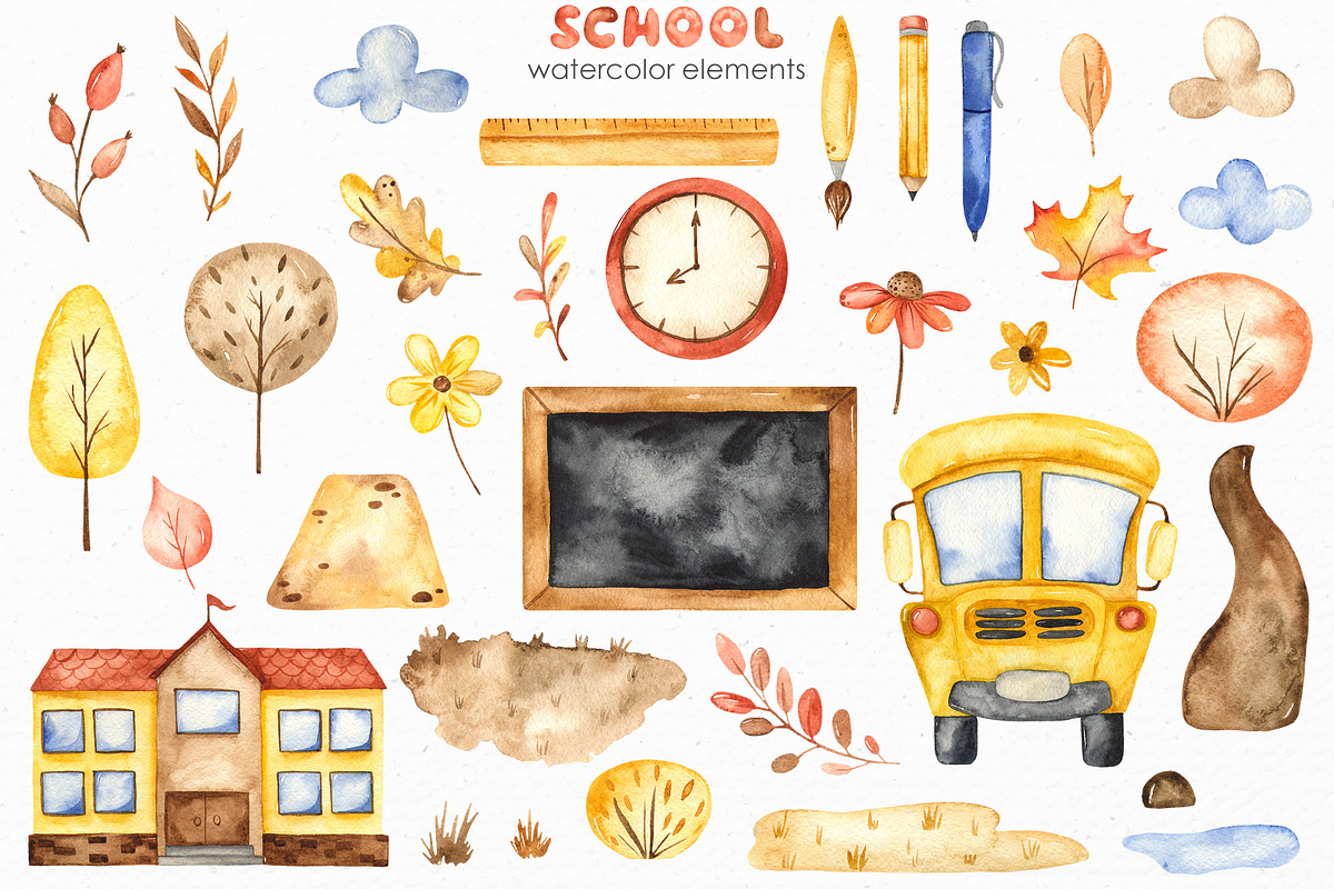SCHOOL watercolor collection, an Education Illustration by Marina Ermakova (Photo 3 of 11)