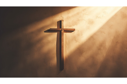 Cross-shaped shadow cast on a wall, an Abstract Photo by Neirfy