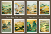 Golden Landscape Illustration, a Decorative Illustration by Housui Patterns (Thumbnail 6 of 10)