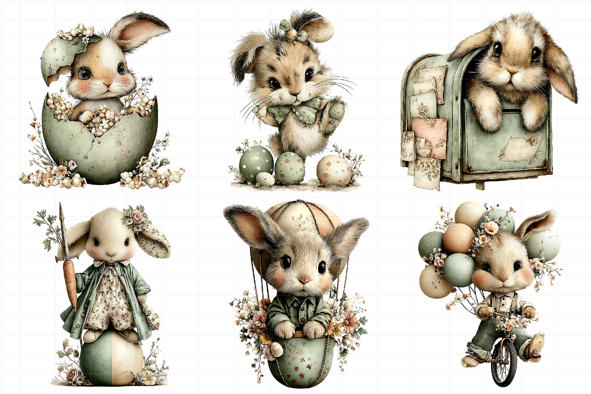 Whimsical Easter Bunny Clipart, an Illustration by Daily.Designs (Photo 3 of 8)