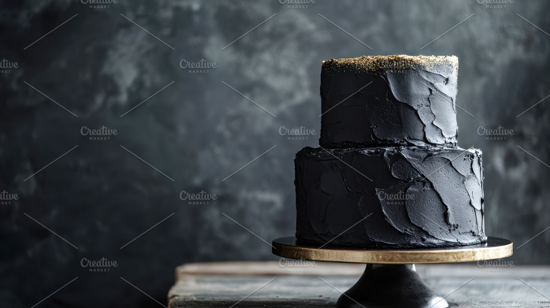Elegant black cake on display, a Photo by Beautiful things