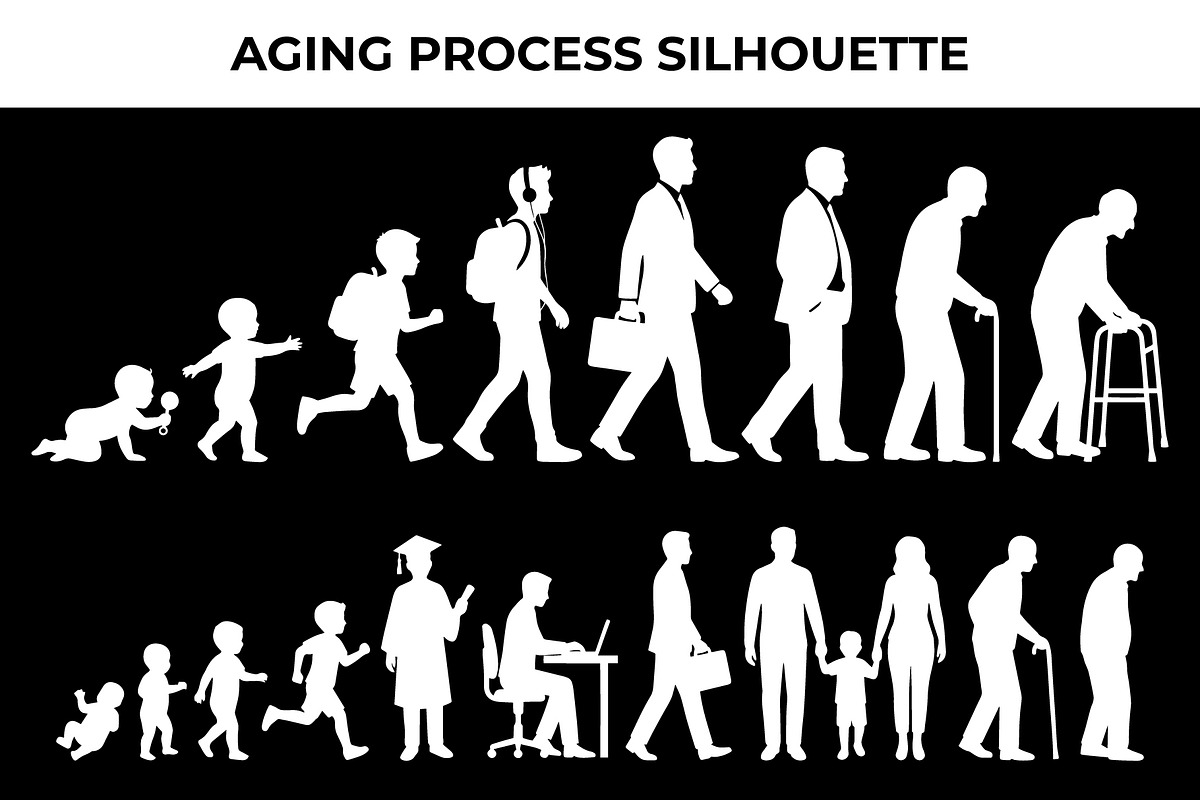 Aging Process Silhouette Vector, a Person Illustration by nandinigraphics (Photo 2 of 3)