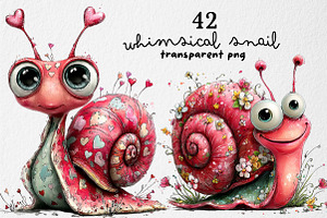 Whimsical Snail Watercolor Clipart, an Illustration by Dream Creation
