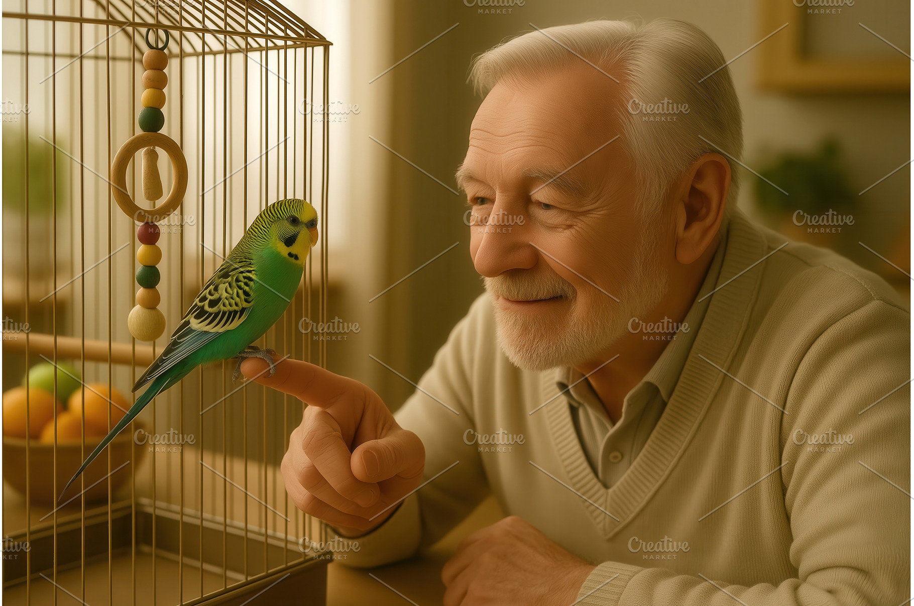 Elderly Caucasian man joyfully, an Animal Photo by Sergey Kotenev