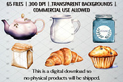 Watercolor Tea Party Clipart, 65 PNG, an Illustration by CropUp Creative (Thumbnail 5 of 5)