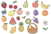 Cute Fruit Clipart Set Vector, a Food Illustration by Ghagra (Thumbnail 2 of 3)