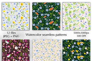 Watercolor Meadow Flowers Pattern