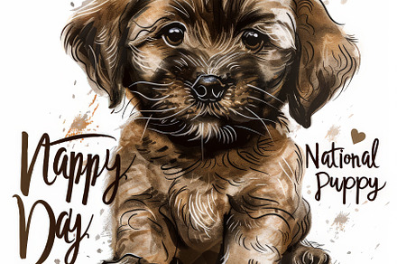 National Puppy Day poster, banner wi, an Animal Photo by Pixeness