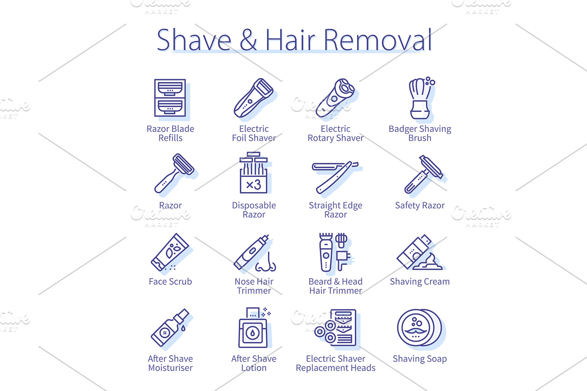 Barbershop shave, hair removal pack, an Illustration by Iconicbestiary