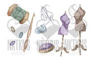 Sewing Kit Watercolor Clipart., an Illustration by NKTKNS (Thumbnail 5 of 7)