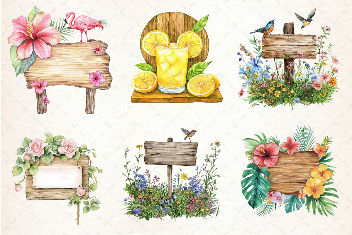 Summer Day Wooden Sign Clipart, an Illustration by Dream Creation (Photo 4 of 6)