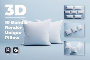 10 Bundle 3D Render Unique Pillow