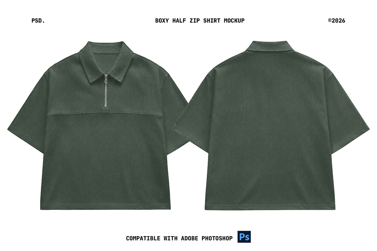 Boxy Half Zip Shirt Mockup PSD, a Shirt Mockup by Irhasalfahad (Photo 3 of 4)
